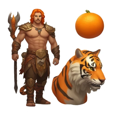 diablo 4 male barbarian and his orange tiger mount sticker