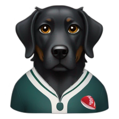 Chien noir rugbyman sticker