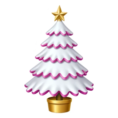 WHITE CHRISTMAS TREE WITH PINK BOWS AND GOLD TINSEL sticker