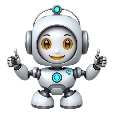 cute girly robot with a big smile, portal design , giving a big thumbs-up sticker