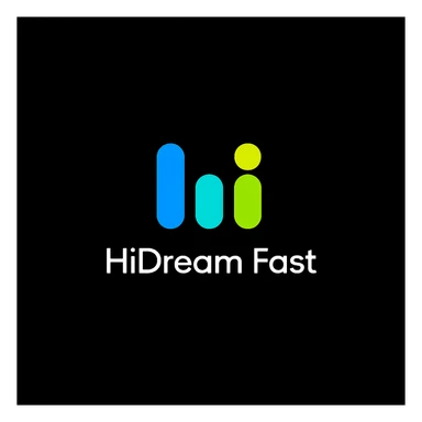 create high dream logo like this with text "HIDream Fast", black background  sticker