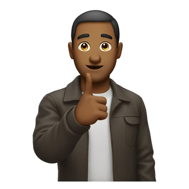 man pointing to his own head sticker