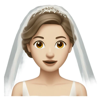 Bride in dress and long veil, pale skin and brown hair sticker