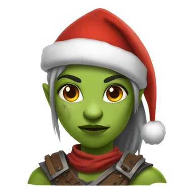 orc female warrior with santa hat sticker