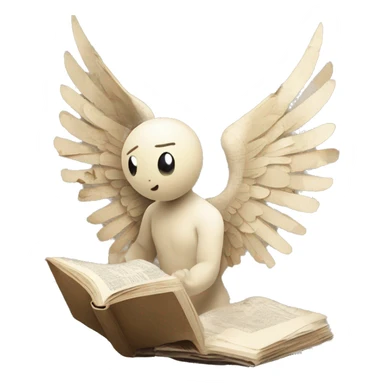 Library book bookworm academia aesthetic beige angel with broken wing damaged wing torn win made of newspaper cuttings sticker