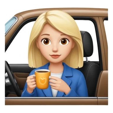 Blonde girl with a cup of coffee in the car sticker