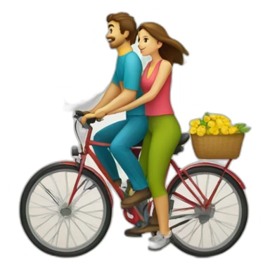 hombre en bicicleta y mujer en  bicicleta sticker