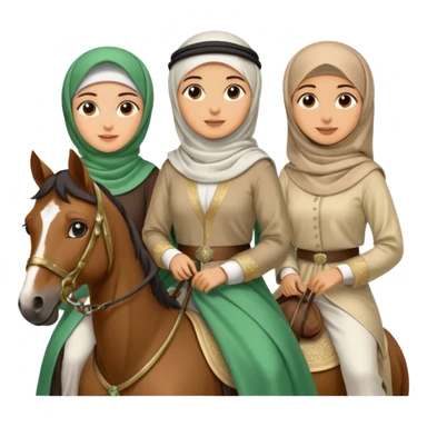 Hijabi women and saudi men on horses sticker