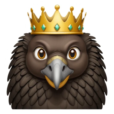 old black vulture wearing crown looking ahead sticker