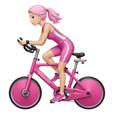 Bicycles Ergonomic bicycle of gym: seated white woman with hair in pink clothes  sticker
