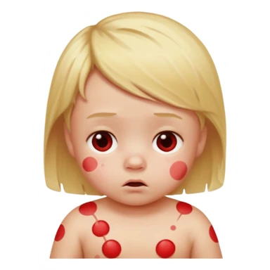 bebe com bolinhas vermelhas pequenas pelo corpo de tamanhos variados e loiro sticker