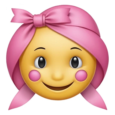 A smiley getting shy and a pookie ribben on his head this smiley 😁 sticker