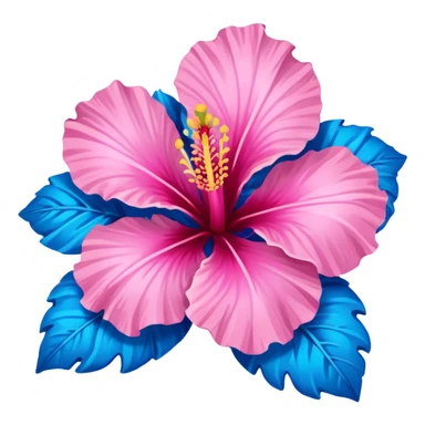 Pink and blue hibiscus  sticker