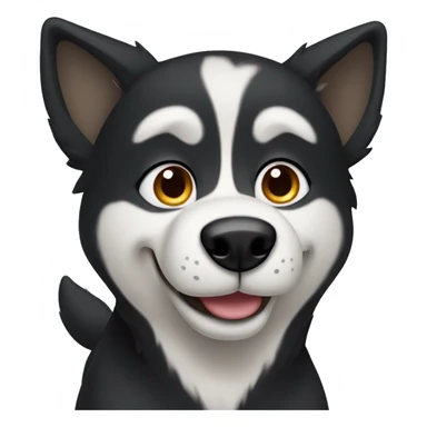 black husky dog with one ear up and one ear floppy down  sticker