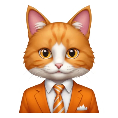 cat in white shirt, orange tie sticker