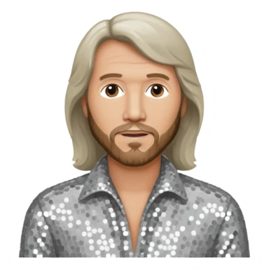 Barry Gibb from Bee Gees with light grey sequin outfit sticker