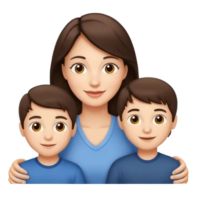  Happy Light brunette beautiful mom with 3 sons sticker