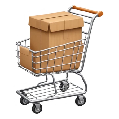 shopping cart with a small box inside sticker