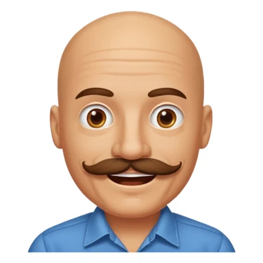 bald mustache man,Big mustache.
negative: Dont use same face style. sticker