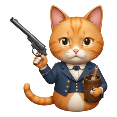 Cat shooting a gun sticker