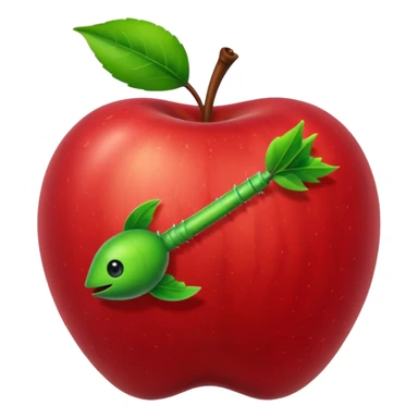 arrow in apple with worm sticker