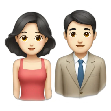 a couple of korean man and vietnamese woman sticker