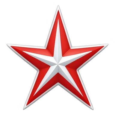 a twelve point star with slightly rounded borders, red and white stroke sticker