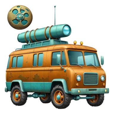  antique tall truck robotic twenty passenger Moon rover Scooby Doo Mystery Machine  sticker