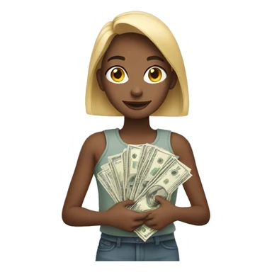 girl holding a lot of money  sticker