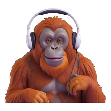 a cool orangutan with headphones listening to music, chill vibe sticker