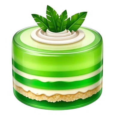 Coconut Pandan Jelly Cinematic Realistic Coconut Pandan Jelly Dessert Emoji, depicted as a layered jelly with distinct strata of coconut and pandan flavors, rendered with delicate textures and vibrant, tropical lighting. sticker