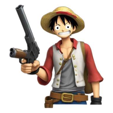 Luffy le bras allongé avec un pistolet sticker