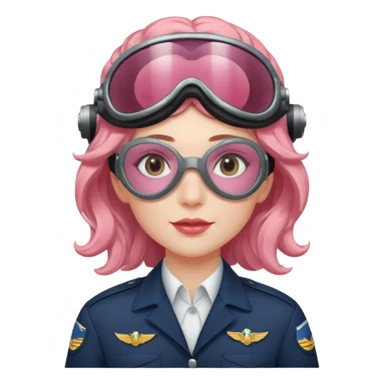 Flight Officer Lila – wavy rose-hair pilot with mirrored goggles sticker