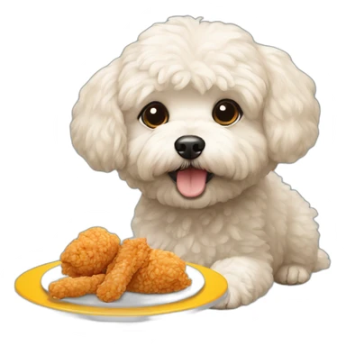 Maltipoo dog eating chicken  sticker