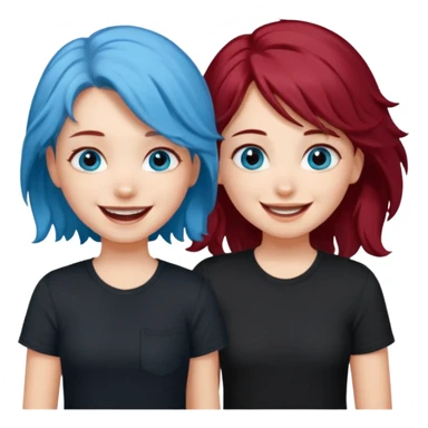 A half blue wavy haired blue eyed and black shirt girl and her straight a litte bit dark red haired dark brown eyed girl bestie sticker