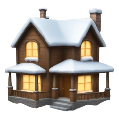 A house with the snow on the top and lights sticker