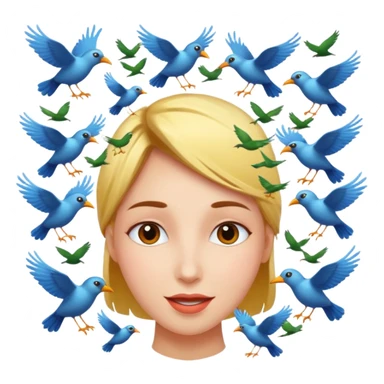 Birds flying around the head like fall in love sticker