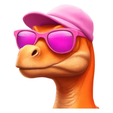 Dinosaur wearing pink sunglasses and orange beany hat sticker