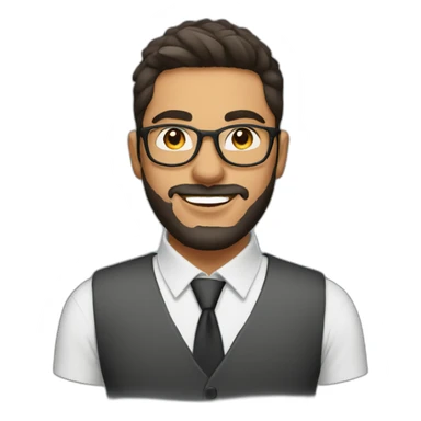 tunisian young finance guy round glasses with beard and fade haircut sticker