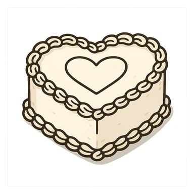 flat toon white heart-shaped vintage cake sticker