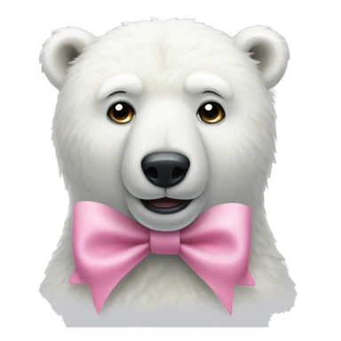 A polar bear wearing a pink bow sticker