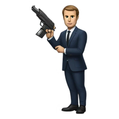 macron avec un pistolet sticker