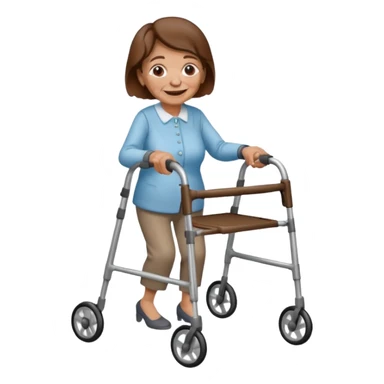 Old woman with brown hair with a walker  sticker