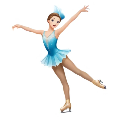 An colorful icon featuring a graceful figure skater performing a spin on the ice. The background includes a grand ice rink palace with shining spotlights and cheering spectators in the stands. Transparent background highlights the elegance and artistry of figure skating sticker