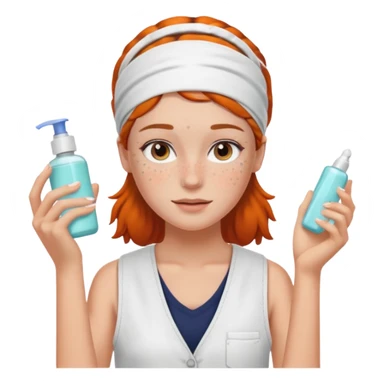 Clean girl aesthetic emoticons, apply skincare products, headband, glowing skin, vest, soft lighting
 sticker
