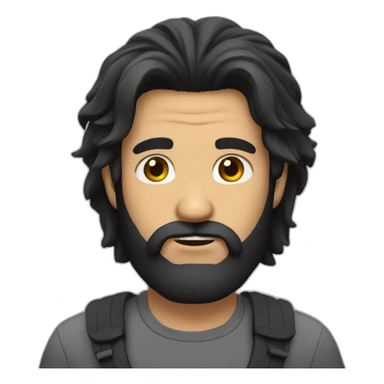 man with long black hair and a beard say idk sticker