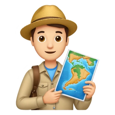 tourist man holding map sticker