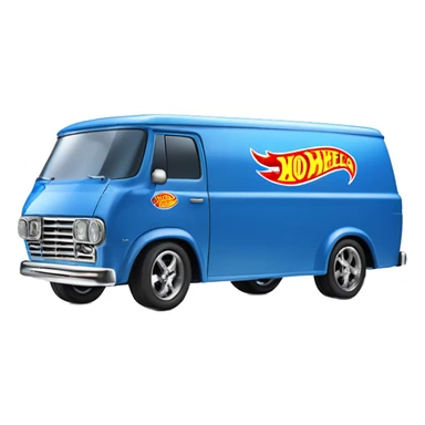 Side-on shot, Hot wheels, Hot rod, large panel van truck,1973 with exposed chrome exhaust pipes, blue, large wheels in back, large logo is “Stinky’s Diaper Cleaner” sticker