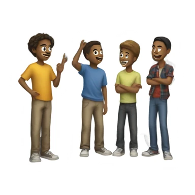 boys hanging out by car sticker