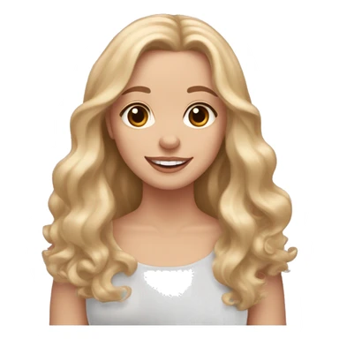 White girl with long wavy blonde hair and brown eyes  holding a light chihuahua dachshund cocker spaniel mix happy with shorter fluffy ears sticker